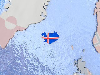 Image showing Iceland with flag on globe