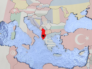 Image showing Albania with flag on globe