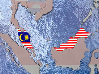 Image showing Malaysia with flag on globe