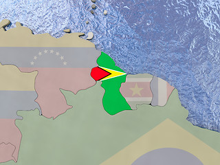 Image showing Guyana with flag on globe