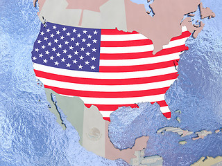 Image showing USA with flag on globe