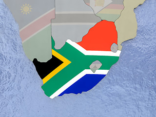Image showing South Africa with flag on globe