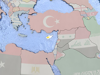 Image showing Cyprus with flag on globe