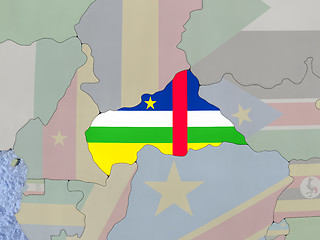 Image showing Central Africa with flag on globe
