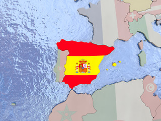 Image showing Spain with flag on globe