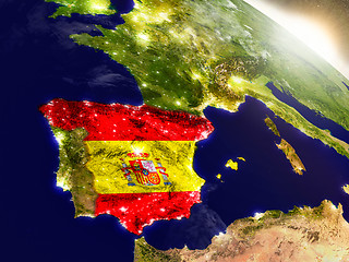 Image showing Spain with flag in rising sun