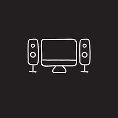 Image showing Home cinema system sketch icon.