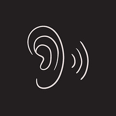 Image showing Human ear sketch icon.