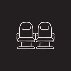 Image showing Cinema chairs sketch icon.