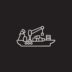 Image showing Cargo container ship sketch icon.