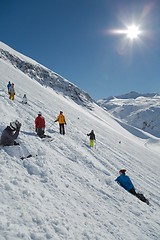 Image showing Skiing slopes in sunshine