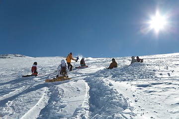 Image showing Skiing slopes in sunshine