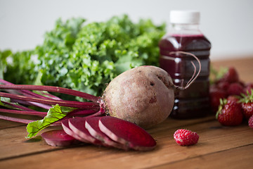 Image showing bottle with beetroot juice, fruits and vegetables