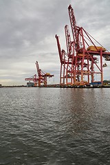 Image showing Industrial port cranes