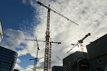 Image showing Tall Construction Cranes