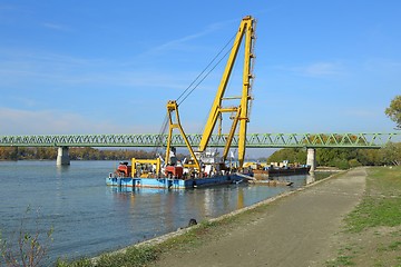 Image showing Barges with construction equipment