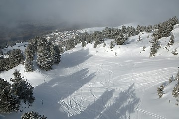 Image showing Skiing slopes from the top