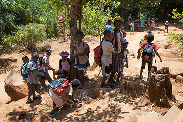 Image showing Malagasy school children waiting for a lesson