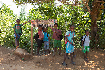 Image showing Malagasy school children waiting for a lesson