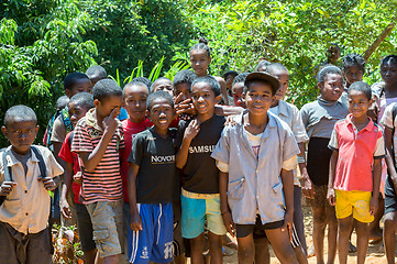 Image showing Malagasy school children waiting for a lesson