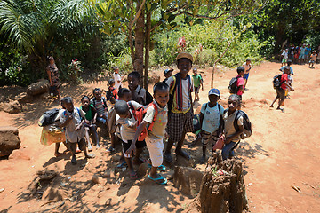 Image showing Malagasy school children waiting for a lesson