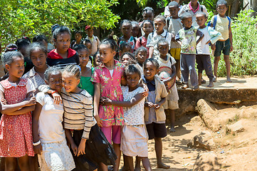 Image showing Malagasy school children waiting for a lesson