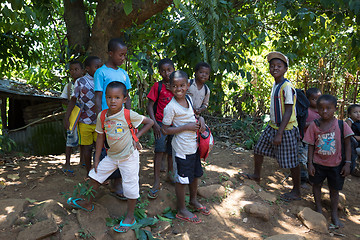 Image showing Malagasy school children waiting for a lesson