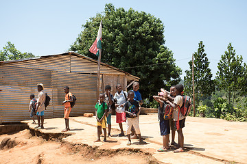 Image showing Malagasy school children waiting for a lesson