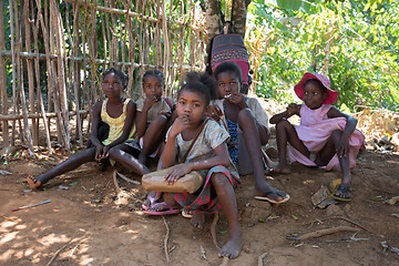 Image showing Malagasy school children waiting for a lesson