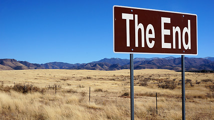 Image showing The End brown road sign