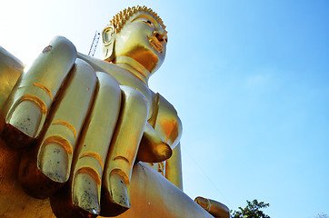 Image showing Golden Buddha statue of Big Buddha over blue sky 