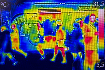 Image showing Infrared Thermal image people at the city railway station