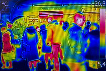 Image showing Infrared Thermal image people at the city railway station