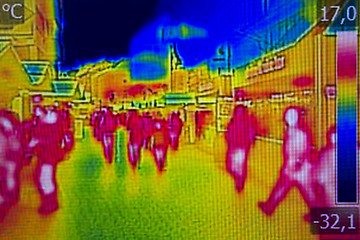 Image showing Infrared Thermal image people walking the city streets