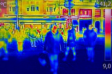 Image showing Infrared Thermal image people walking the city streets