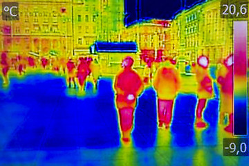 Image showing Infrared Thermal image people walking the city streets