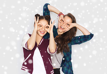 Image showing happy smiling pretty teenage girls having fun