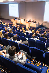 Image showing Audience in lecture hall on scientific conference.