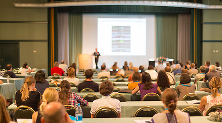 Image showing Audience in lecture hall participating at business conference.