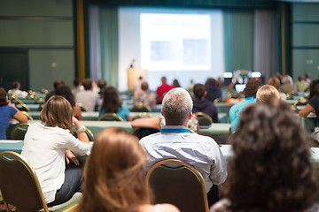 Image showing Audience in lecture hall on scientific conference.