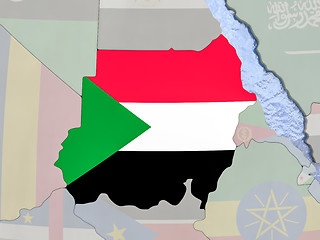 Image showing Sudan with flag on globe