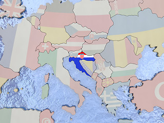 Image showing Croatia with flag on globe