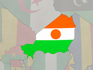 Image showing Niger with flag on globe