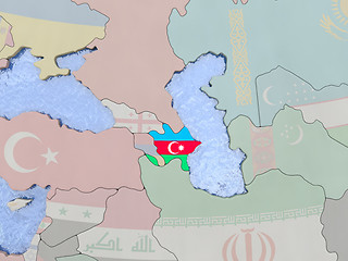 Image showing Azerbaijan with flag on globe