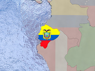 Image showing Ecuador with flag on globe