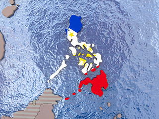 Image showing Philippines with flag on globe