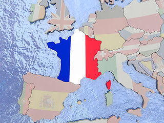 Image showing France with flag on globe