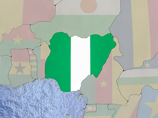 Image showing Nigeria with flag on globe