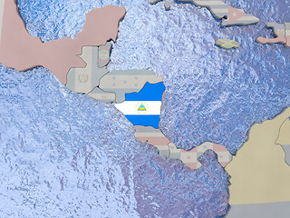 Image showing Nicaragua with flag on globe