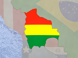 Image showing Bolivia with flag on globe
